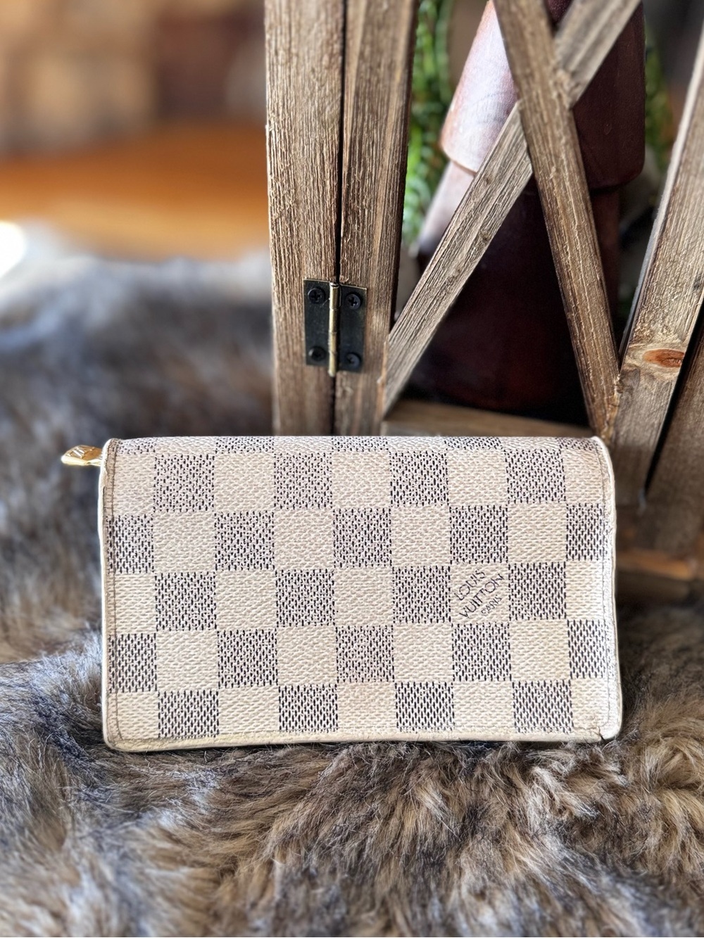 Louis Vuitton azur damier Porte Monnaie Billets Tresor Bifold Wallet 2007